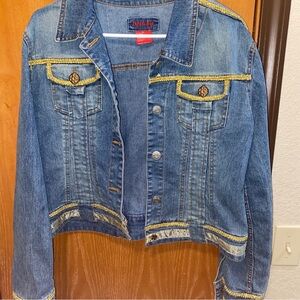 Destiny Women’s Blue Denim Jacket with Gold Braid Trim